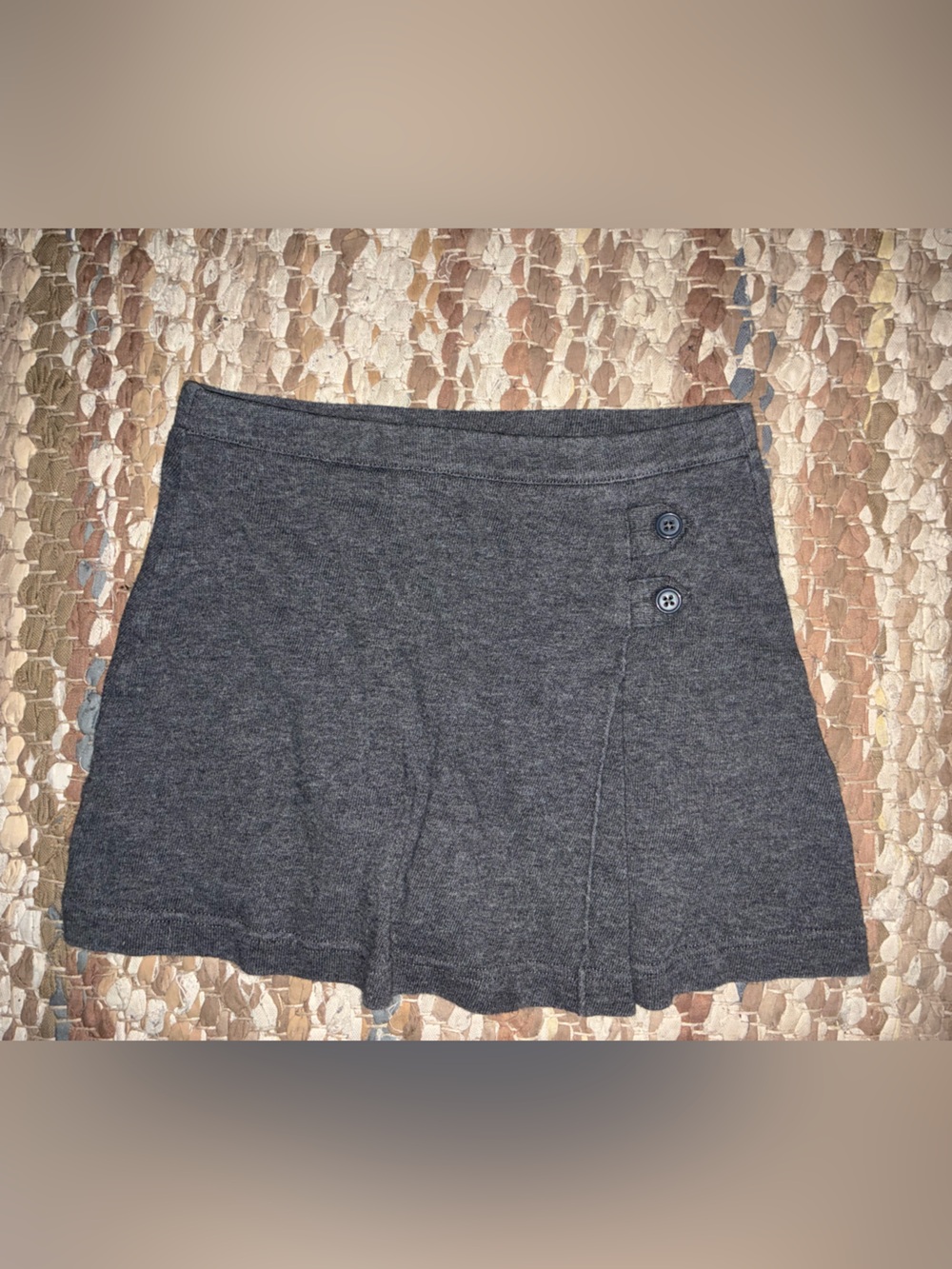 Lands' End Charcoal Gray Girls' Knit Skort with Button Detail